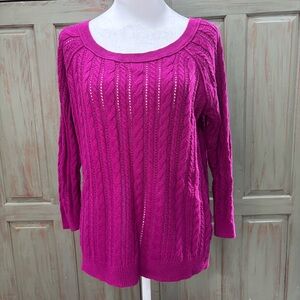 American Eagle Outfitters Sweater Cable Knit Magenta Pink XS